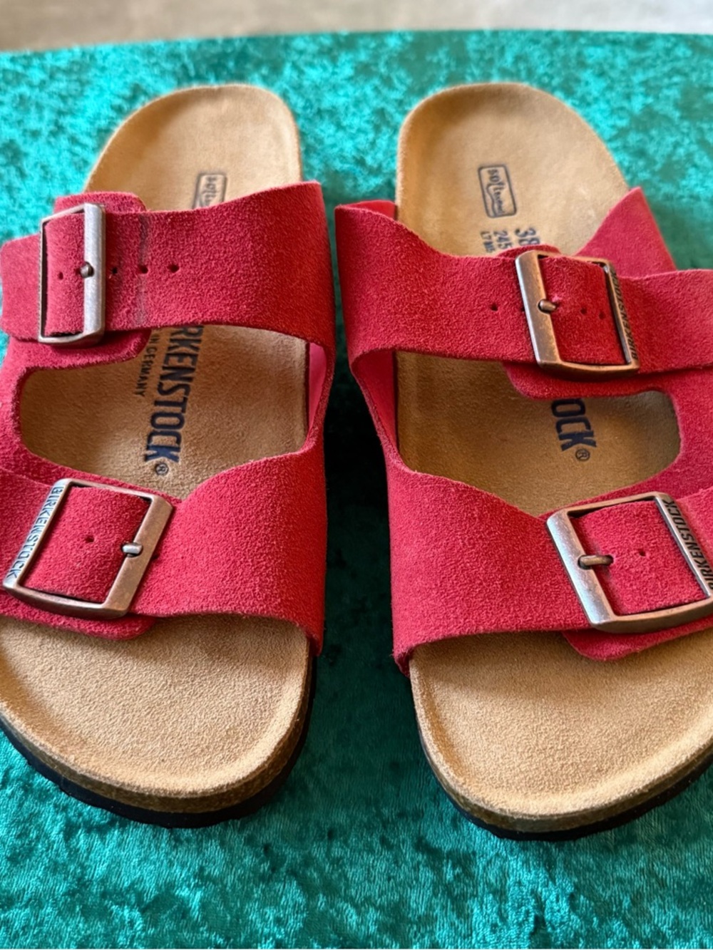 Birkenstock Women’s Suede Sandals in Red Like New Never Worn